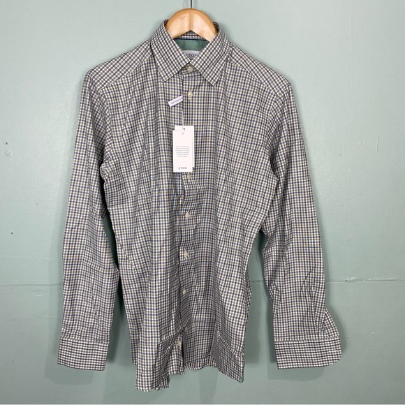 Eton Gingham Plaid Button Down Dress Shirt Multi Sz‎ 39 Slim 15.5 - Picture 1 of 5
